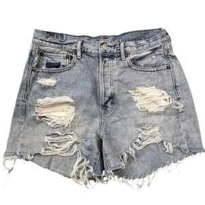 American Eagle Womens Jean Shorts Size 6‎ Cut Off Distressed Holes Destroyed